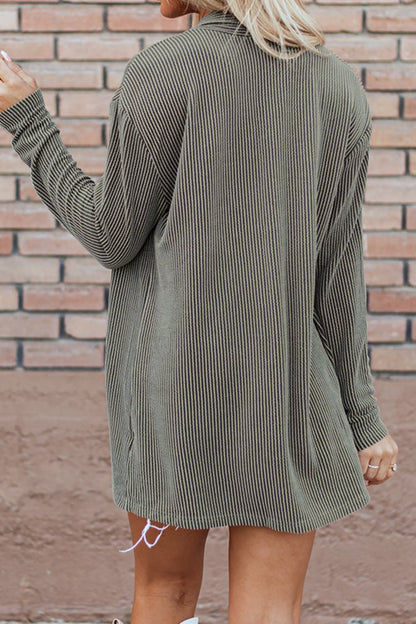 Corded Knit Open Front Cardigan