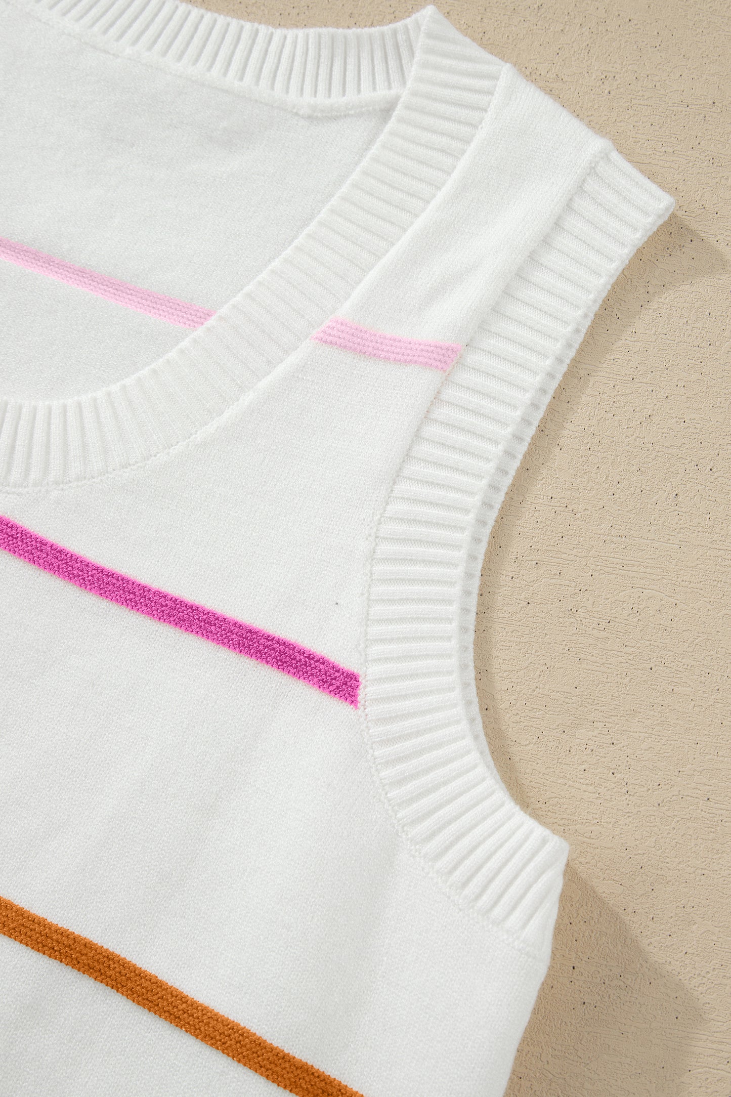 Stripe Round Neck Sleeveless Sweater Tank