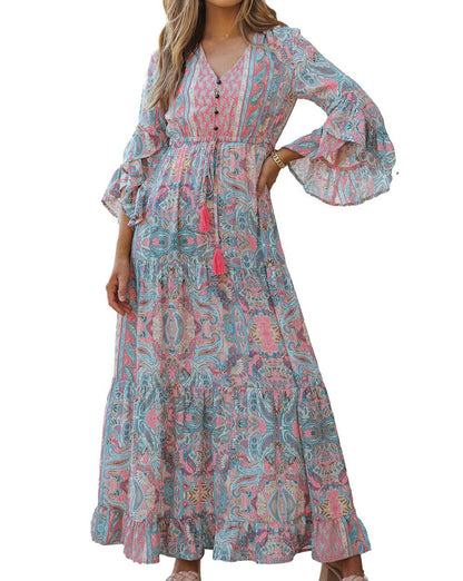 Paisley Ruffle Tiered Maxi Dress