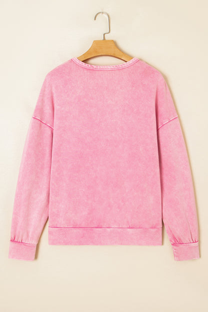 Solid Bow Patchwork Mineral Wash Sweatshirt