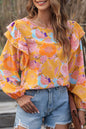 Floral Ruffle Puff Sleeve Blouse