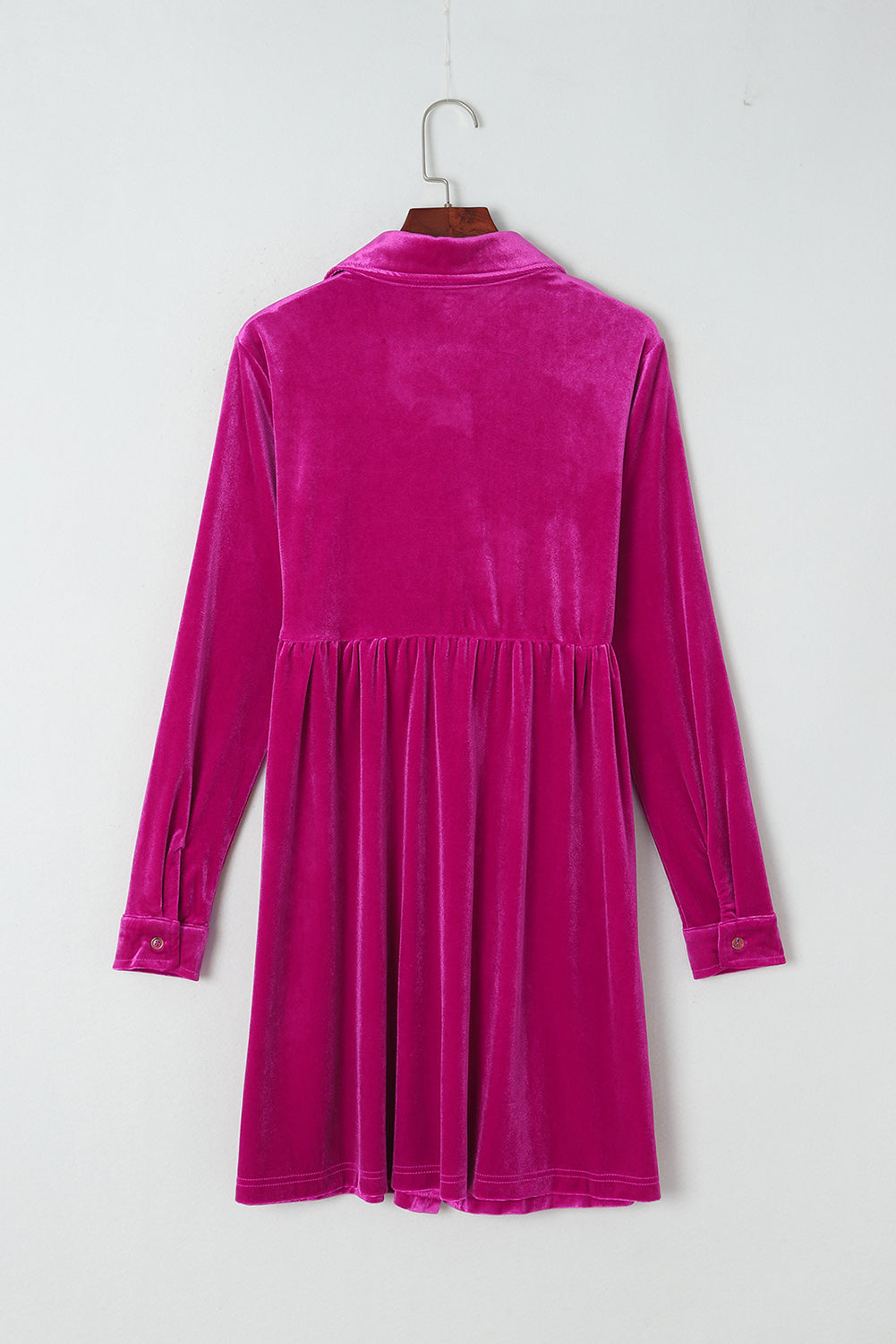 Valentine Velvet Ruffle Buttoned Long Sleeve Dress