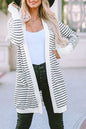 Stripe Pocketed Open Front Cardigan