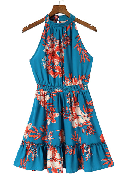 Floral Sleeveless Ruffle Mini Dress