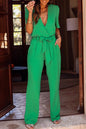 Wrap V-Neck Belted Jumpsuit