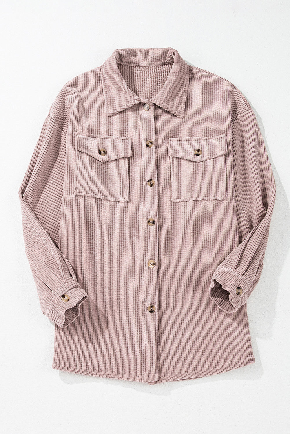 Corduroy Flap Pocket Buttoned Shacket