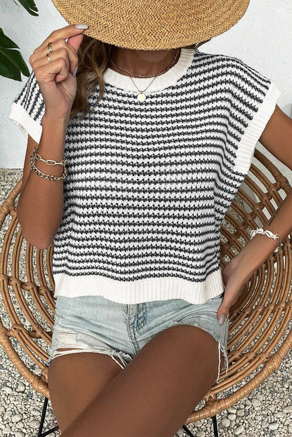 Stripe Ribbed Knit Sweater Top