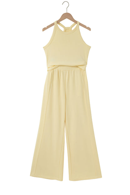 Solid Ribbed Tank Top & Sweatpants Set