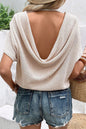 Waffle Draped Open Back Tee