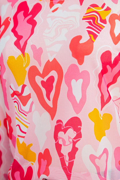 Valentine Heart Mesh Long Sleeve Top