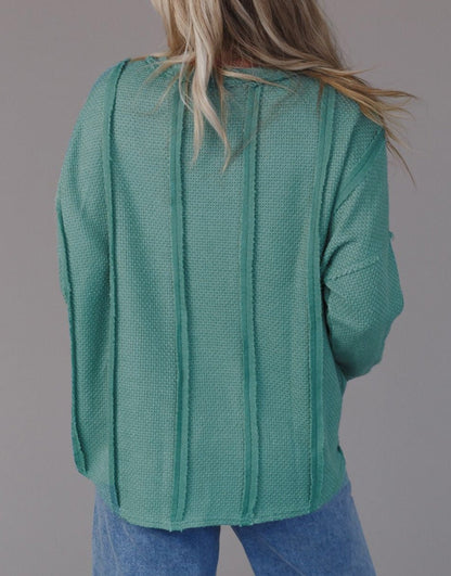 Reverse Seam Textured Knit Top