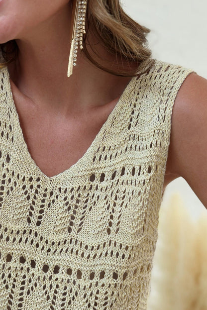 Crochet Hollowed Sleeveless Sweater Top