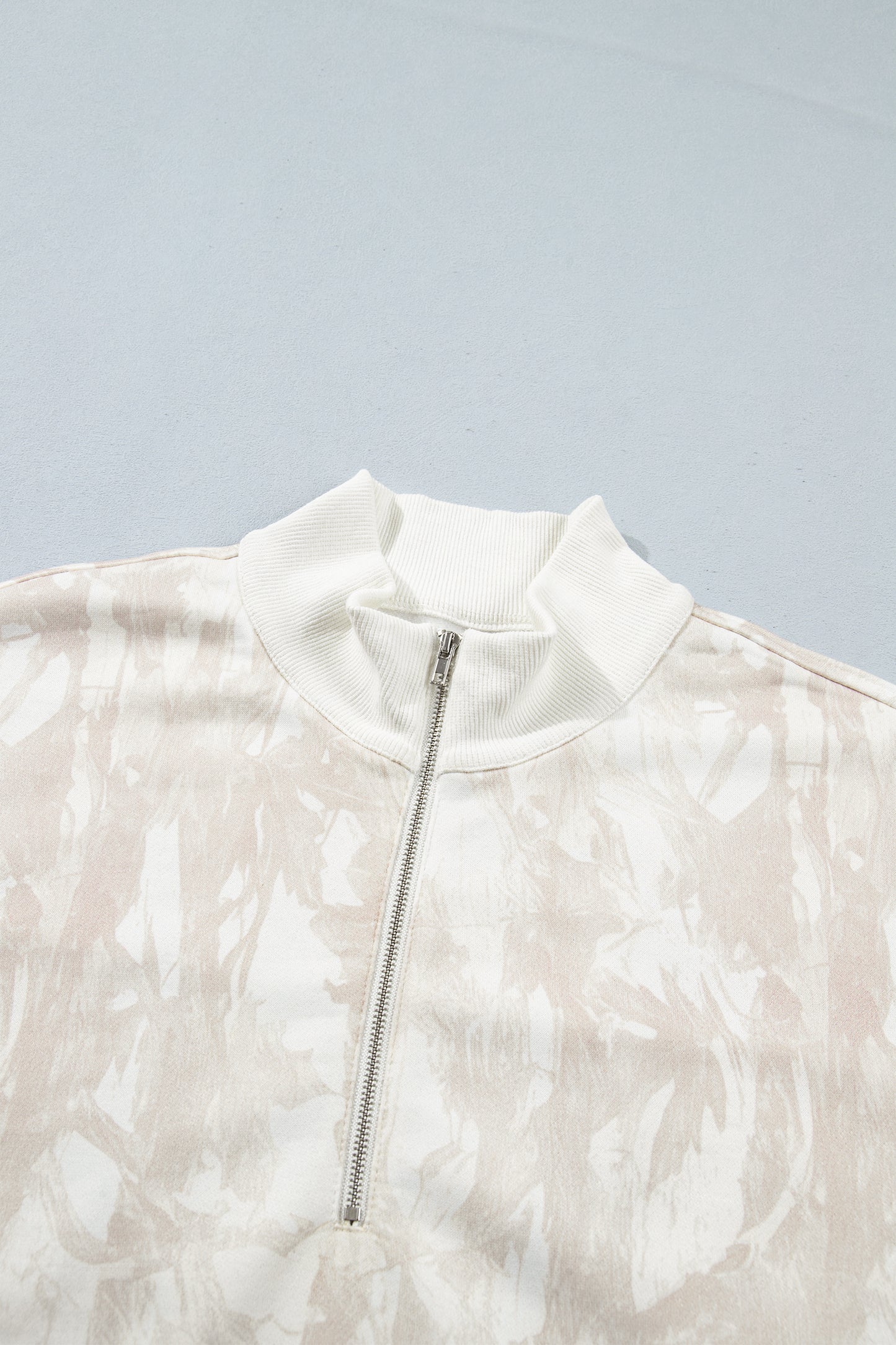 Camo Quarter-Zip Drop Shoulder Long Sleeve Sweatshirt