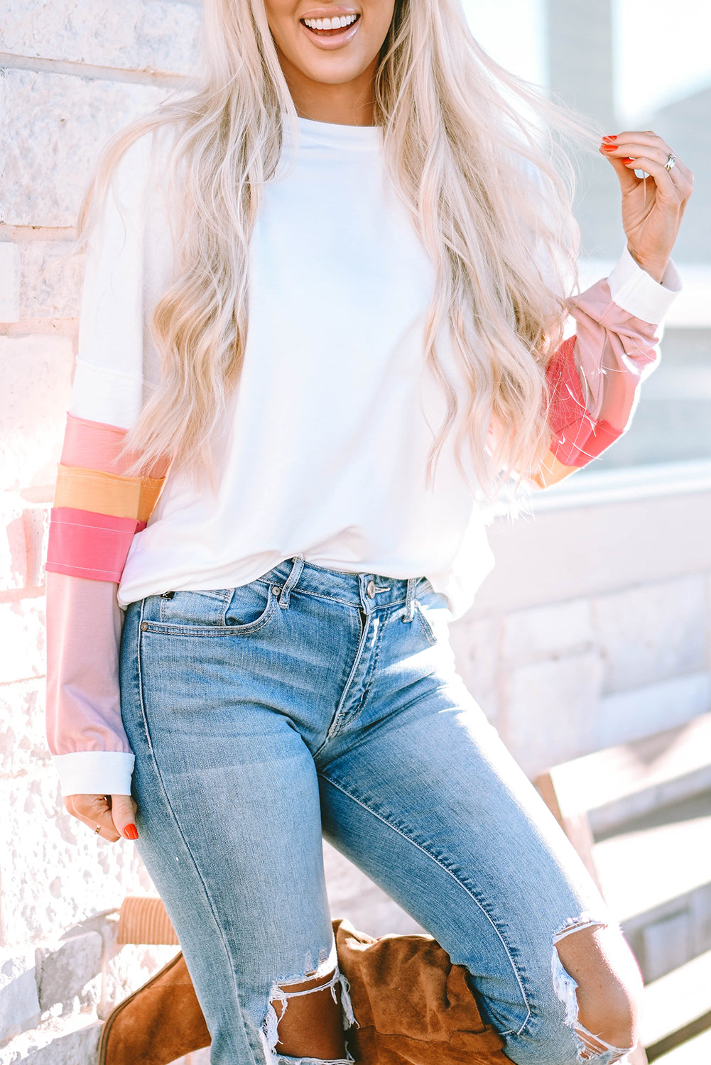 Colorblock Exposed Seam Raglan Top