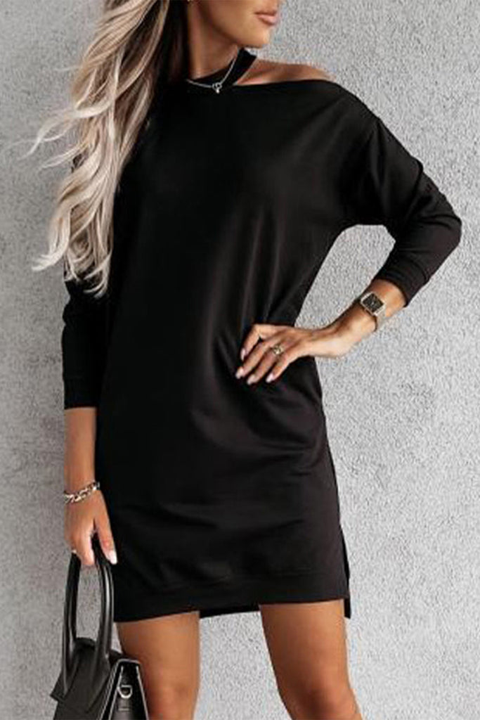 Cutout Shoulder Long Sleeve Dress