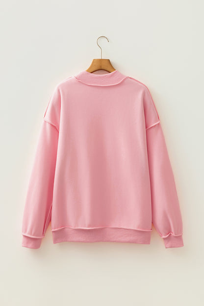 Solid Reversible Mock Neck Oversized Sweatshirt
