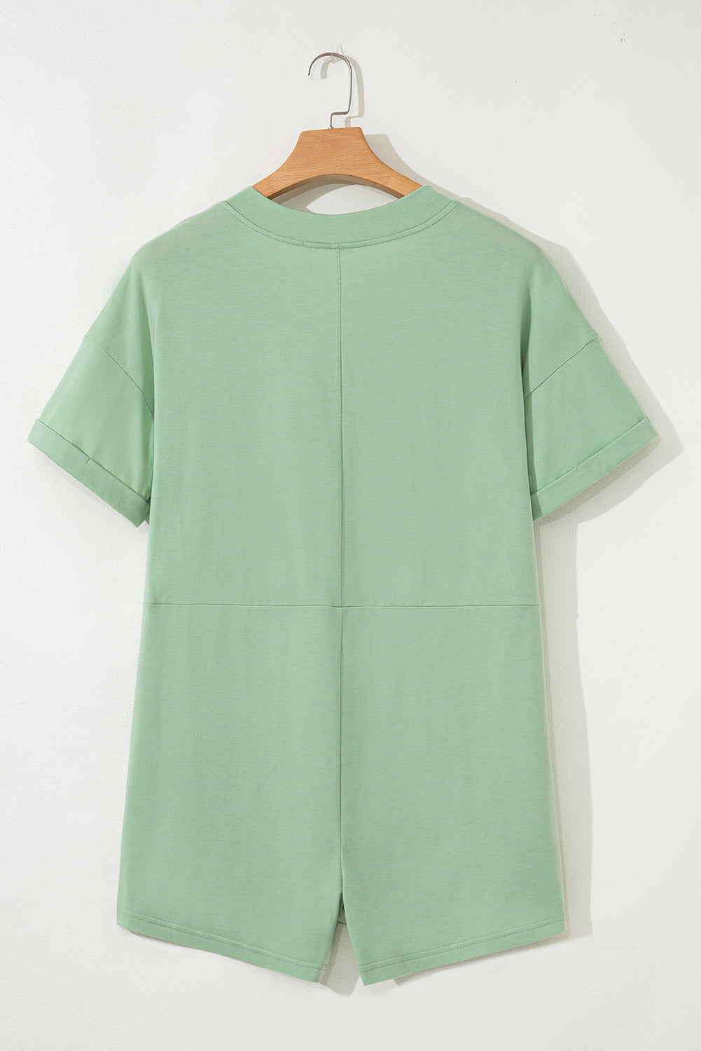 Solid Short Sleeve V-Neck Knit Romper