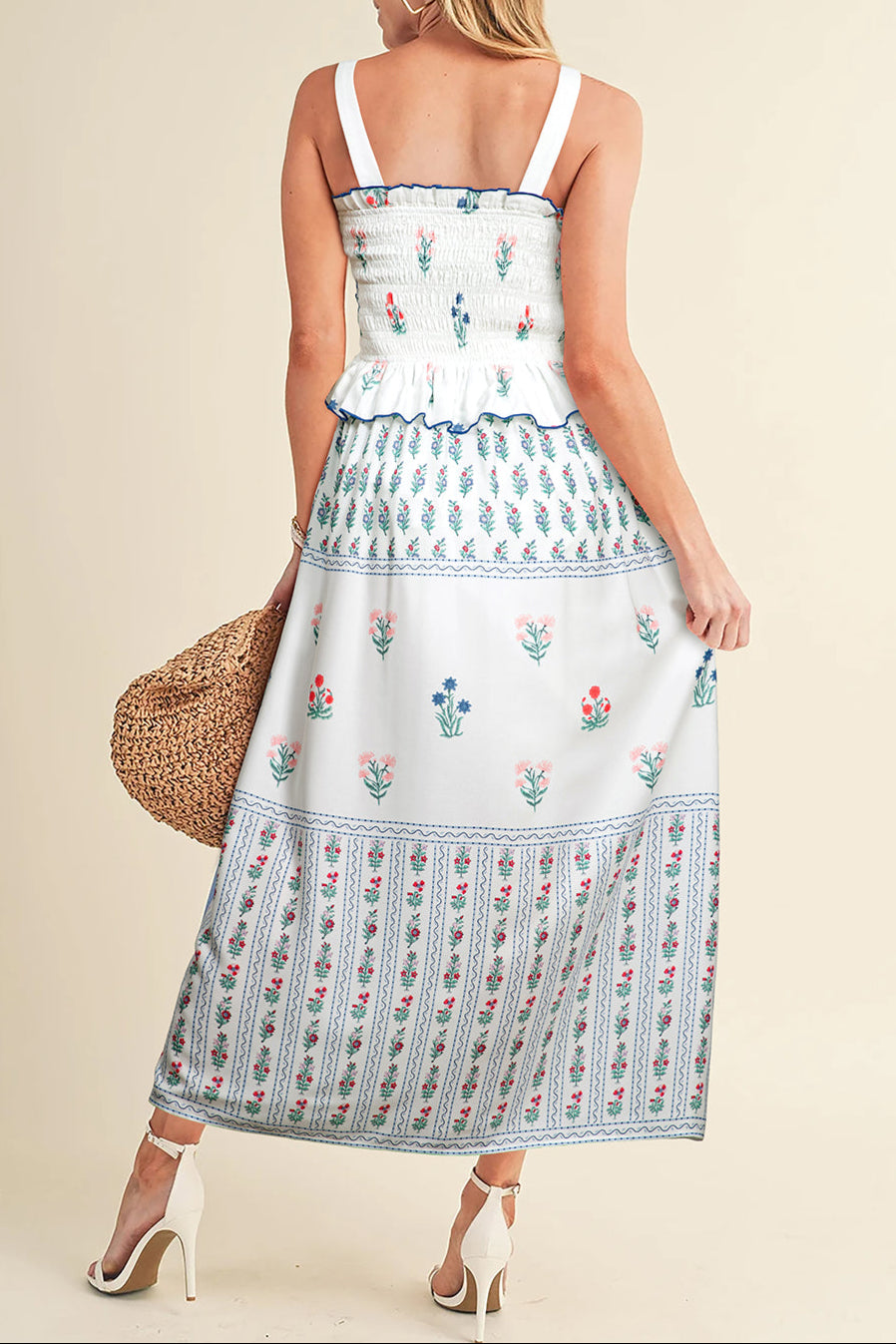 Floral Ruffle Sleeveless Maxi Dress