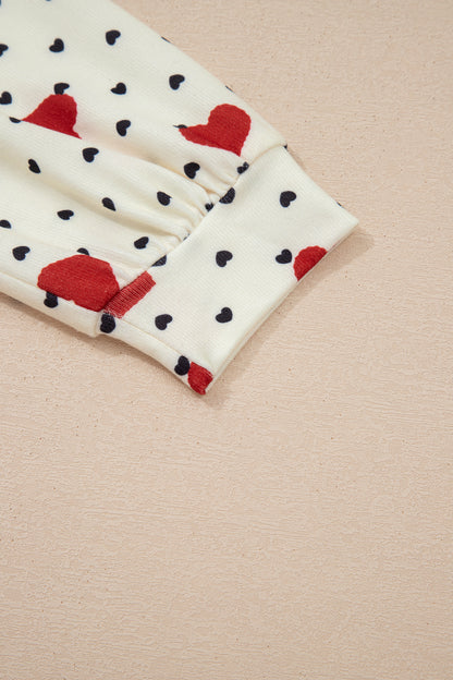 Valentine Heart & Flower Checker Long Sleeve Blouse