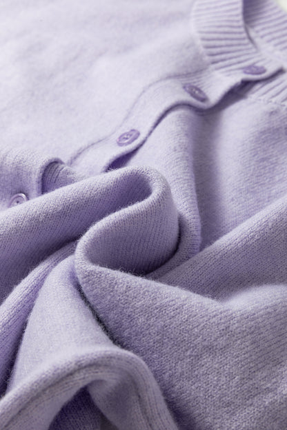 Solid 3/4 Sleeve Boxy Button-Down Cardigan