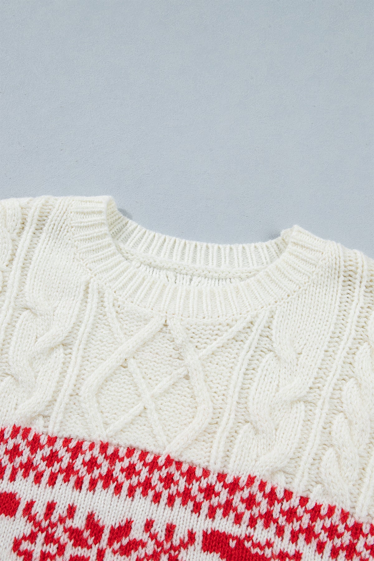 Christmas Reindeer Graphic Print Cable Knit Sweater