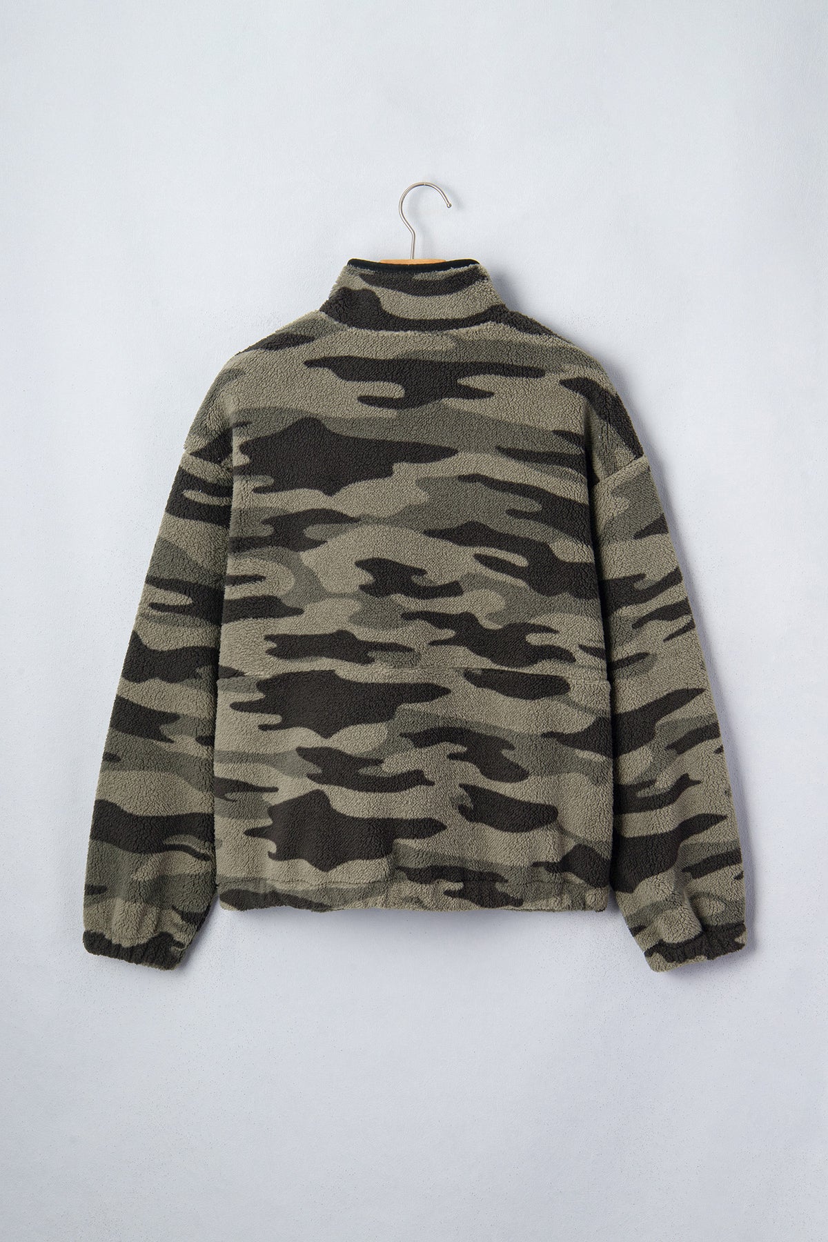 Camo Fleece Kangaroo Pocket Half Zip Sweatshirt