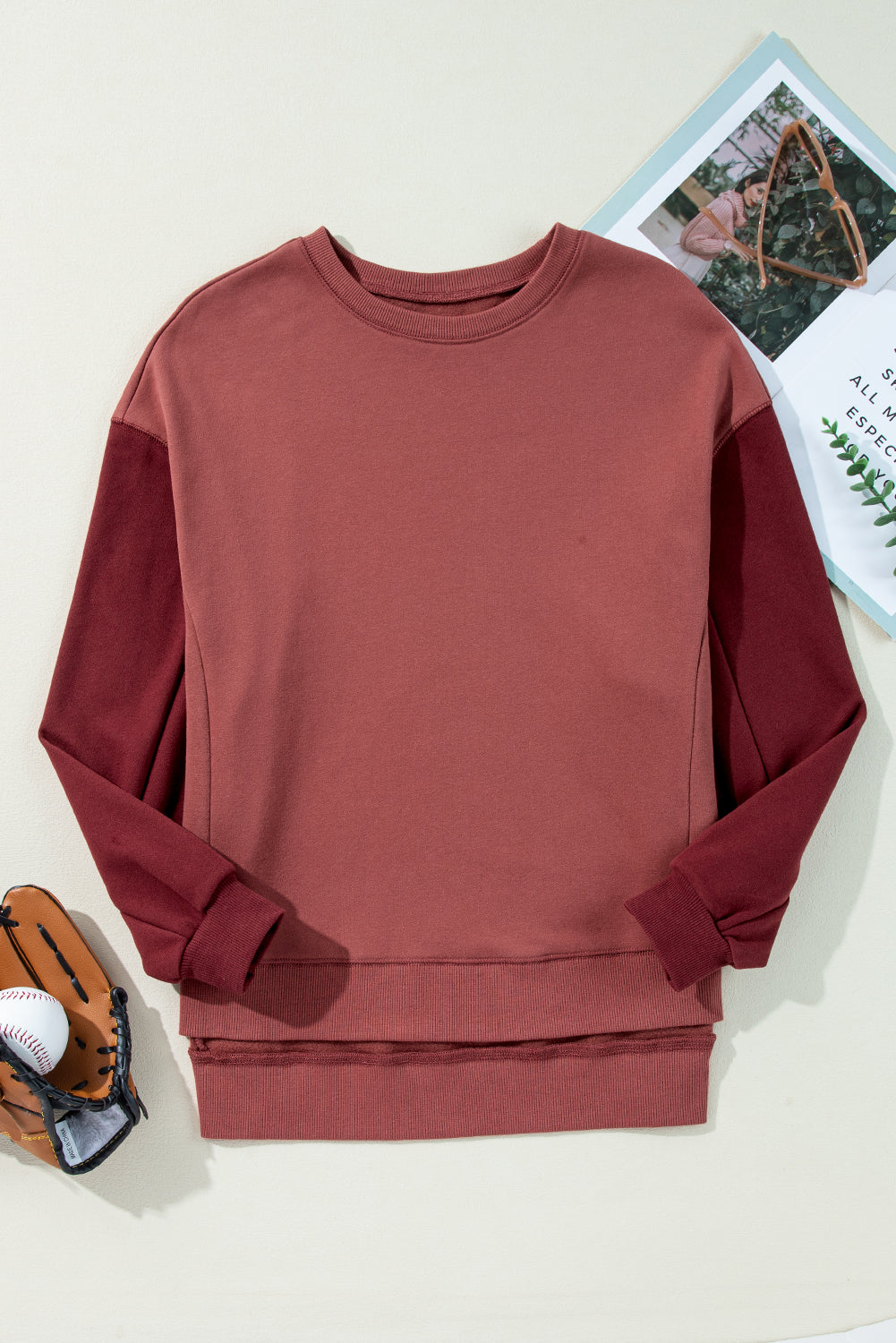 Colorblock Drop Shoulder Pullover Sweatshirt