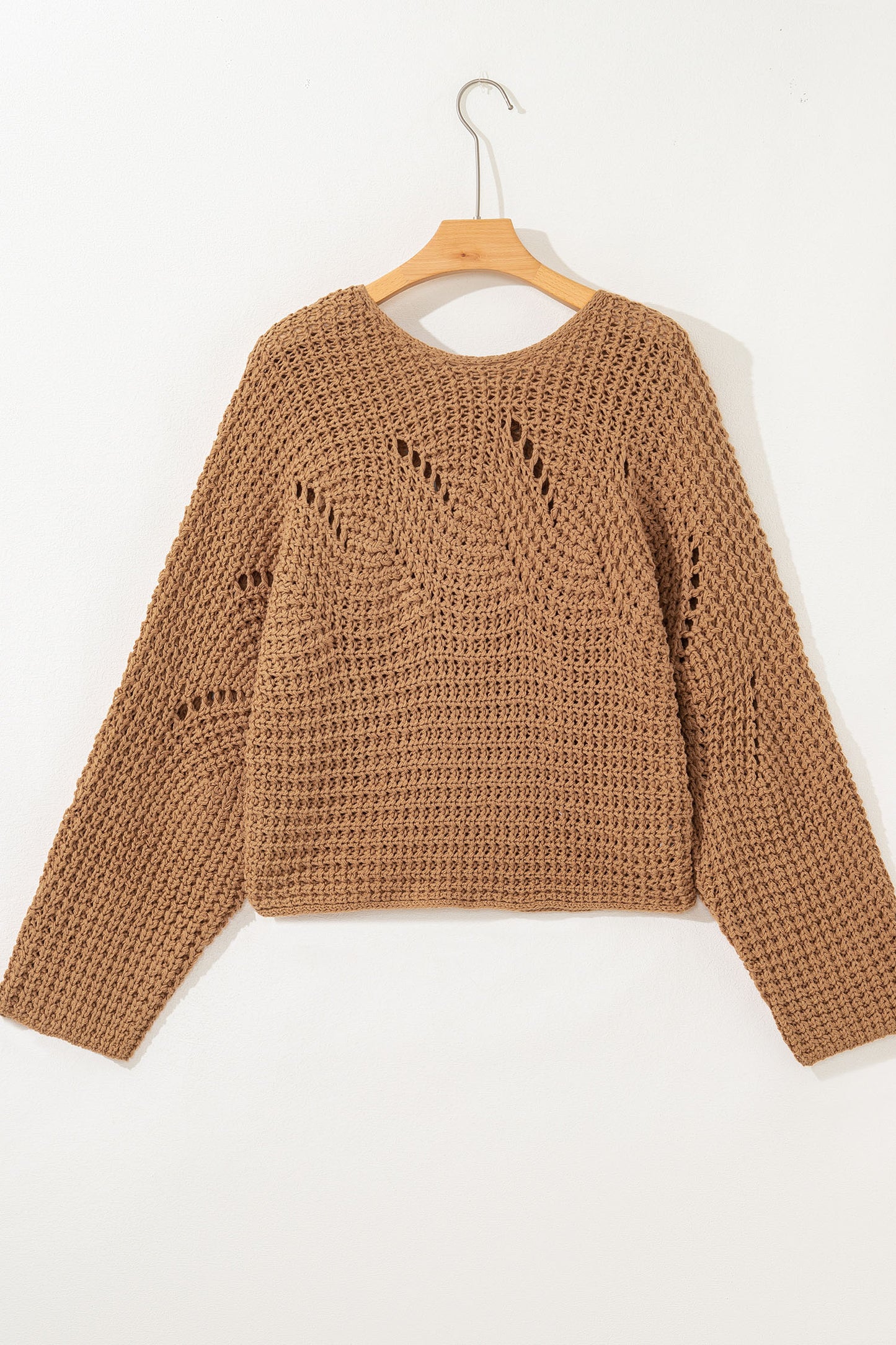 Hollowed Knit Wide Sleeve Pullover Sweater