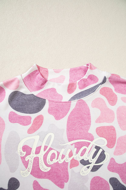 Western Camo Howdy Graphic Mock Neck Sweatshirt
