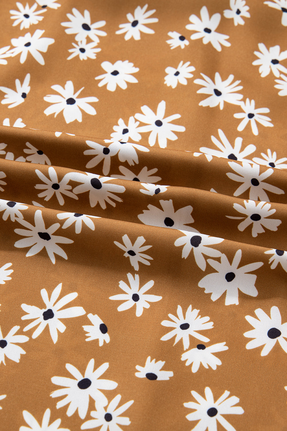 Plus Size Floral Split Neck Button Puff Sleeve Dress