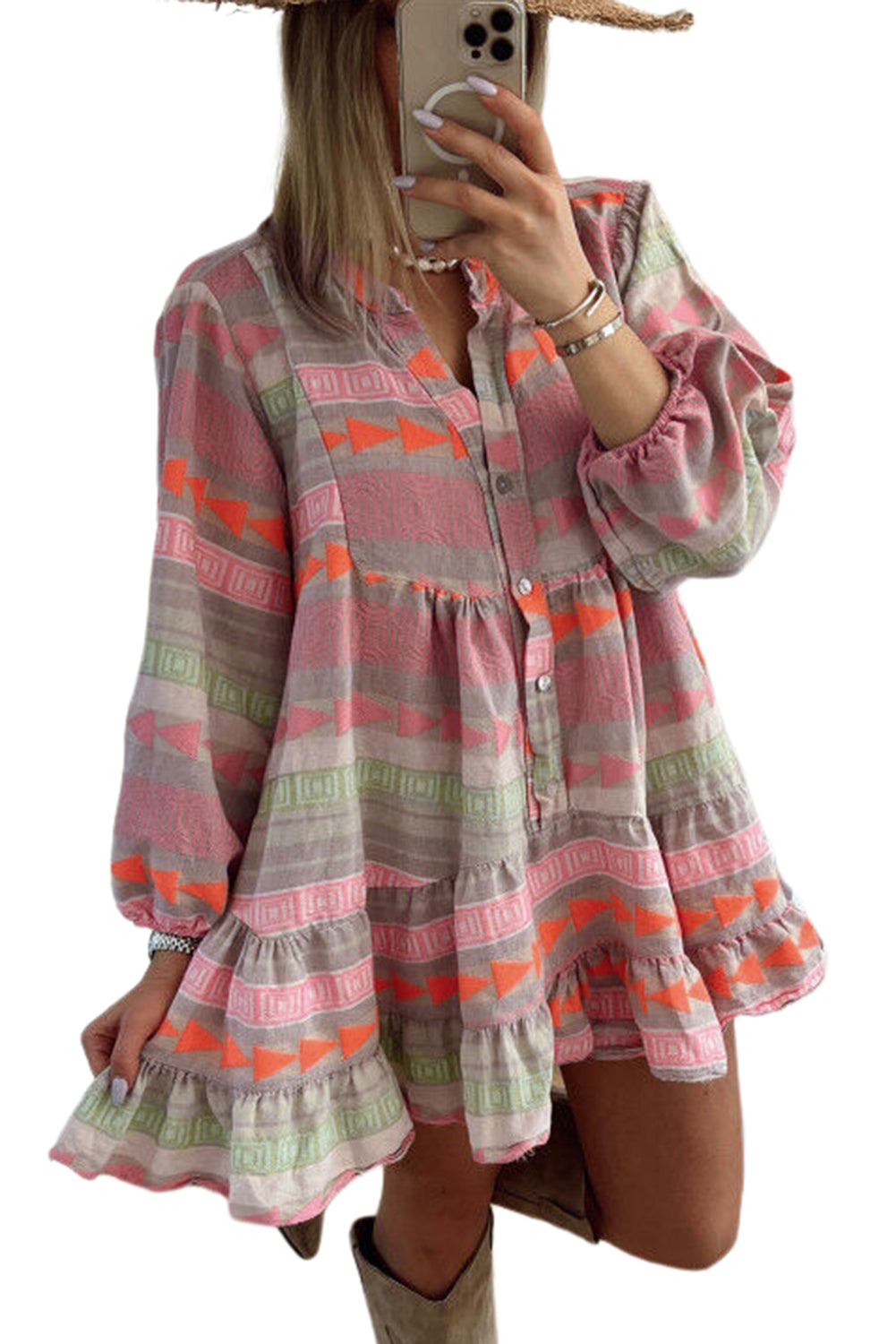 Stripe Puff Sleeve Babydoll Dress