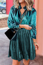 Velvet Frilled Long Sleeve Dress