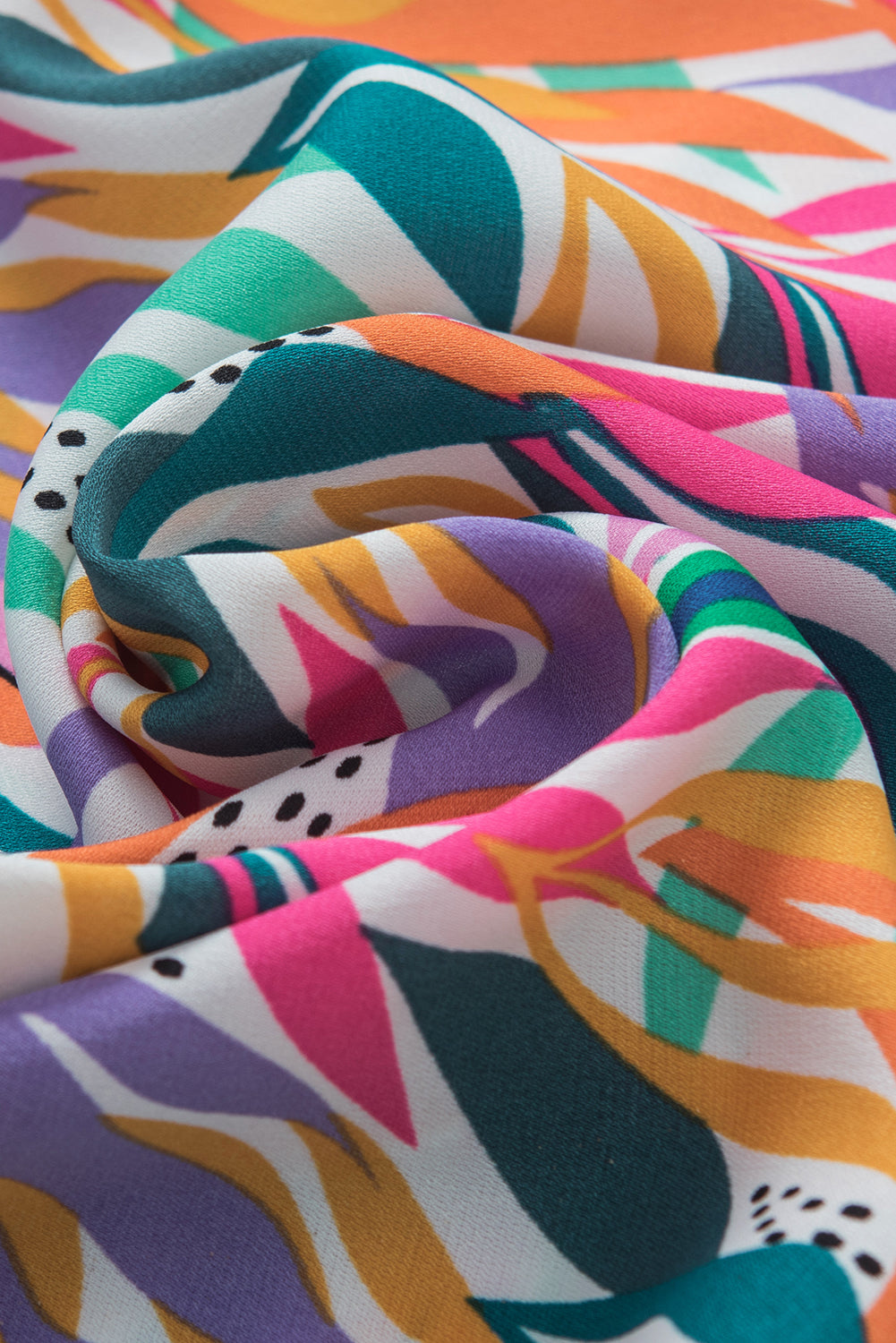 Abstract Floral Ruffle Flutter Sleeve Blouse