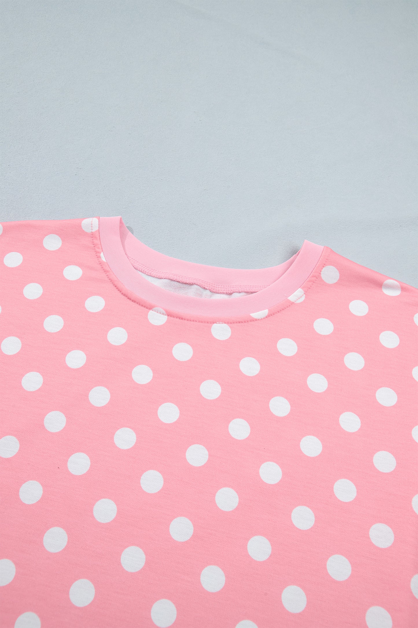 Polka Dot Oversized Top & Drawstring Shorts Set