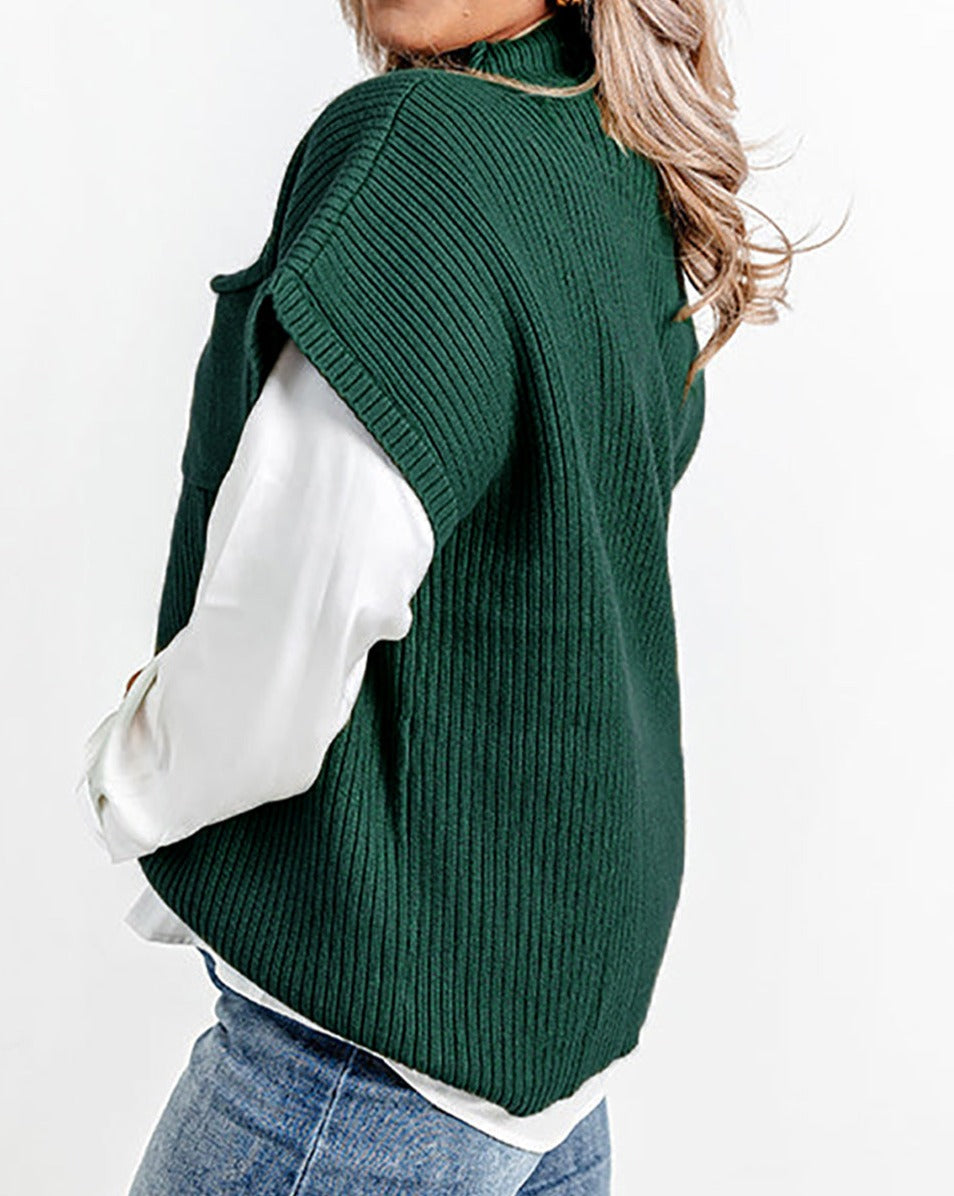 Short Sleeve Mock Neck Sweater Plus Size