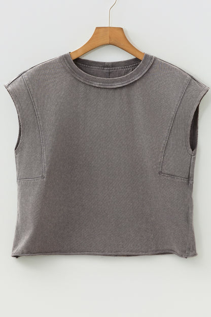Solid Mineral Wash Boxy Tank Top