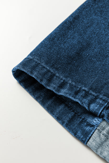 Denim Checker Side Panel Patchwork Drawstring Pants