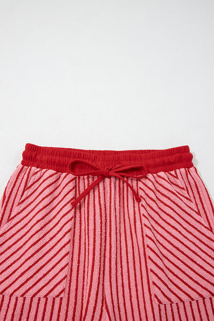 Stripe Crew Neck Tee & Drawstring Pants Set