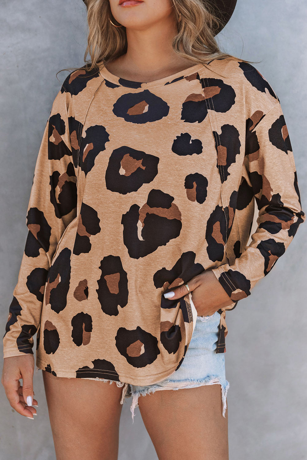 Leopard Raglan Long Sleeve Top