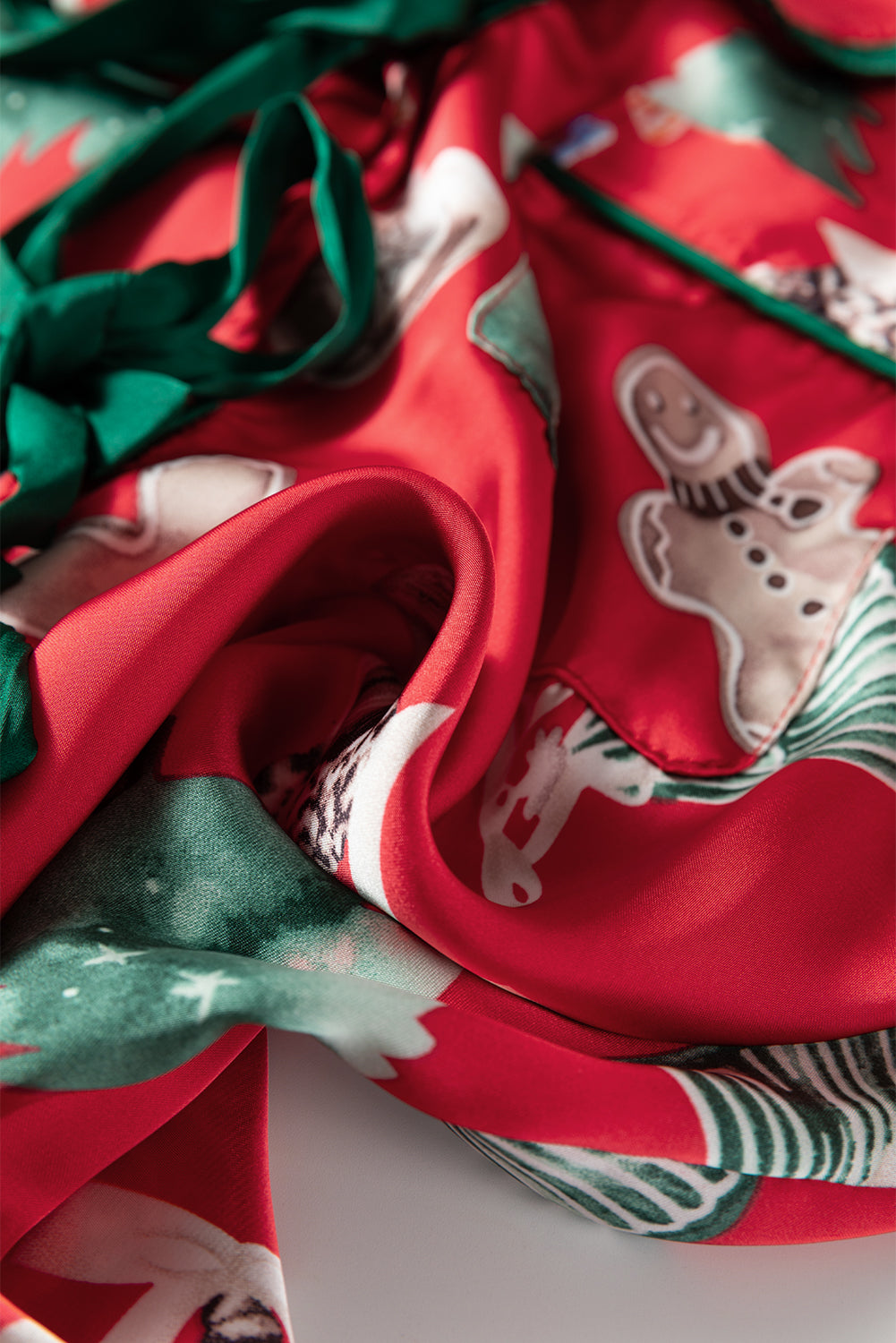 Christmas Bow Ruffle Trim Top and Shorts Pajama Set