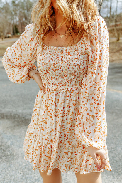 Floral Smocked Long Sleeve Dress