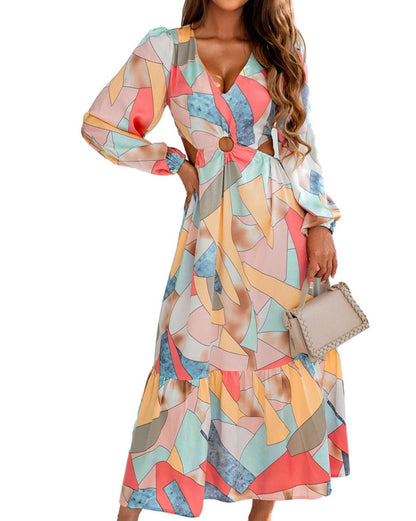 Abstract Cut Out Maxi Dress