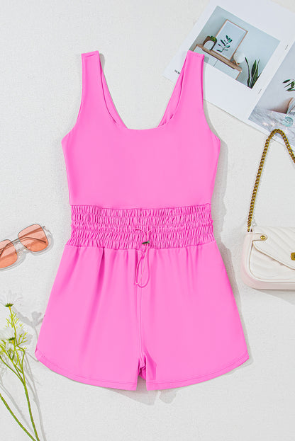 Solid Sleeveless Cinched Waist Romper