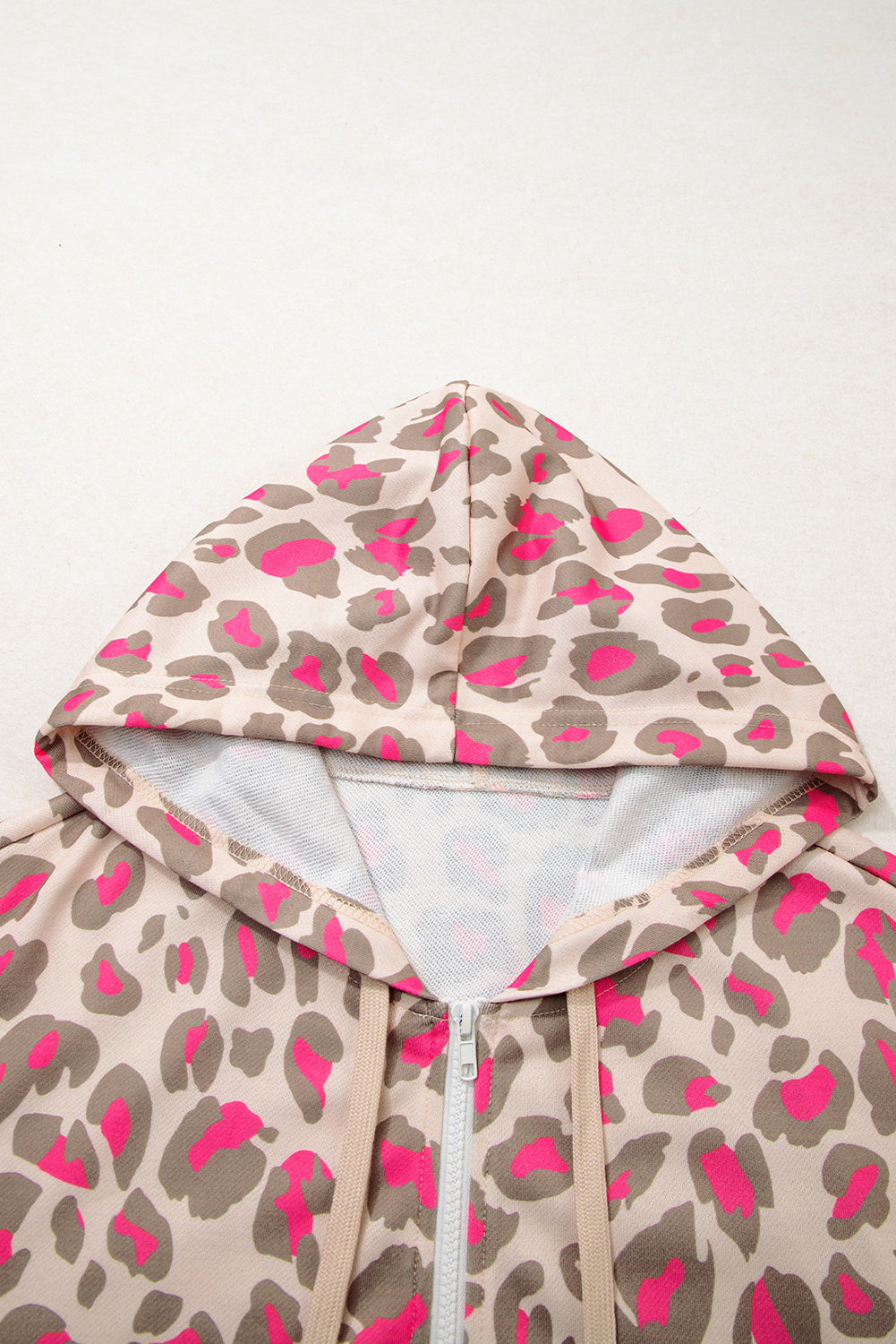 Leopard Zip-Up Hooded Sweatshirt