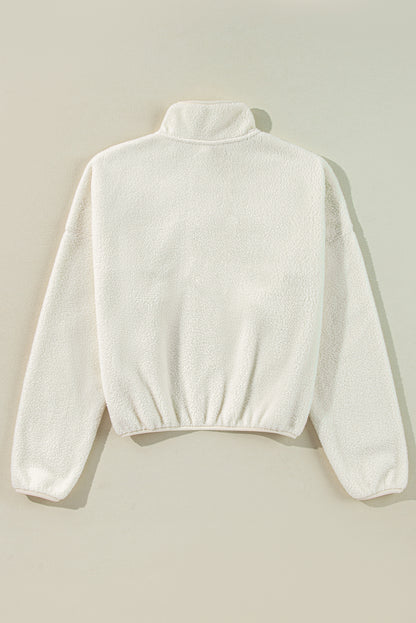 Fleece Half Buttoned Collar Sweatshirt