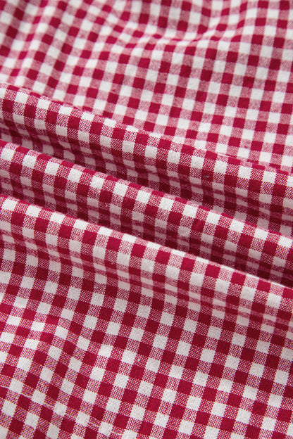 Plus Size Gingham Plaid Ruffle Contrast Trim Shorts