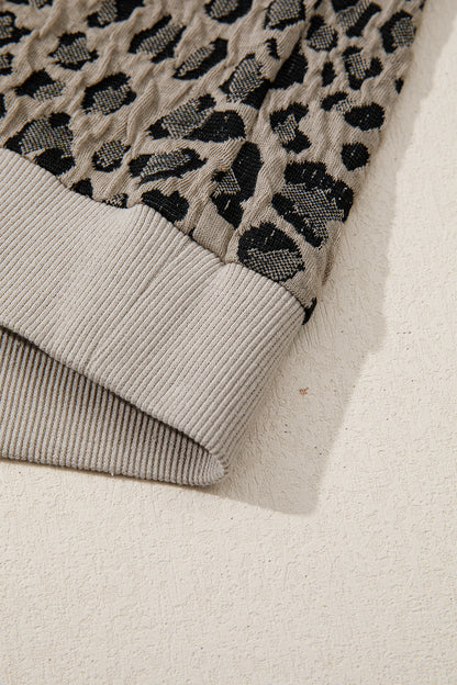 Leopard Zip-Up Collared Cap Sleeve Top