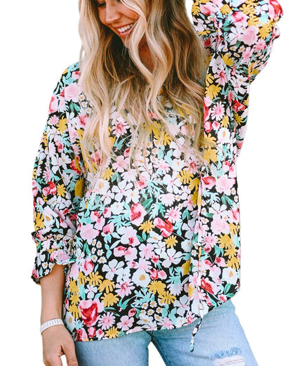 Floral 3/4 Puff Sleeve Blouse