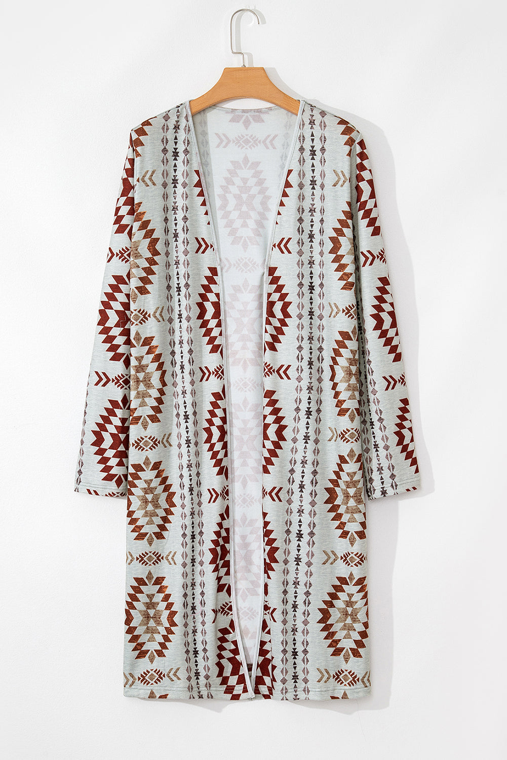 Aztec Open Front Long Cardigan