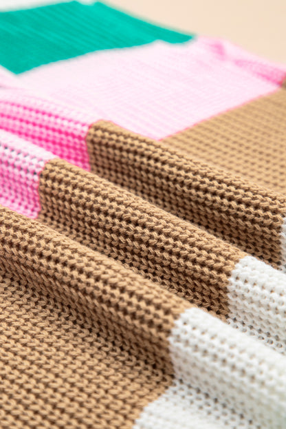 Plus Size Stripe Colorblock V-Neck Sweater